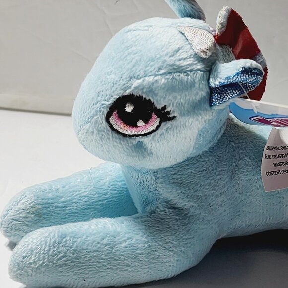 Fuzzy Friends Greenbrier Blue Unicorn Sewn Eyes Laying Down Plush 7" New - Picture 4 of 7
